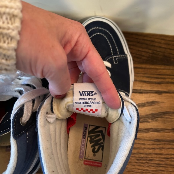 Vans Blue and White High-Top Sneakers - Picture 10 of 12